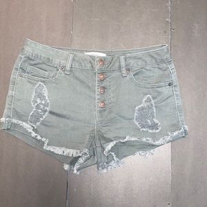 Forever 21 Size 27 Washout Jade High Waist Button Up Denim Jean Shorts